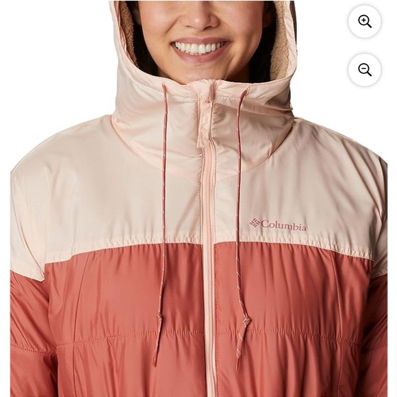 New Columbia Women's Flash Challenger Sherpa Lined Long Jacket size XXL IN PEACH - Picture 5 of 11